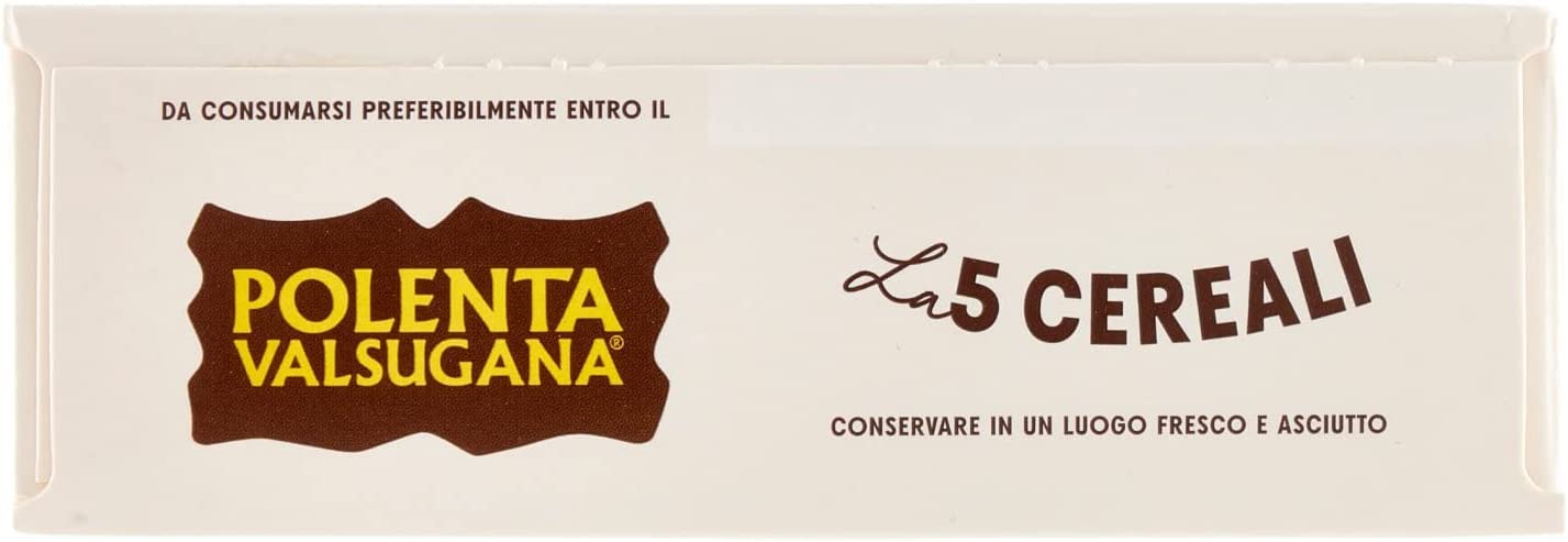 6x Polenta Valsugana mit 5 Körnern schnell 350 g Packung mit Mais Reis, Buchweizen, Quinoa und Amaranth, knusprige und duftende Textur, in wenigen Minuten fertig, glutenfrei