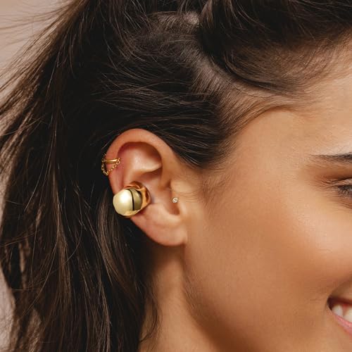 KissYan Ear Cuffs Earrings for Women, 14K Gold Plated Ear Cuff for Non-Pierced Clip On Cartilage Adjustable Open Hoop Earring Dainty Pave CZ Fashion Lightweight Jewelry Gifts3