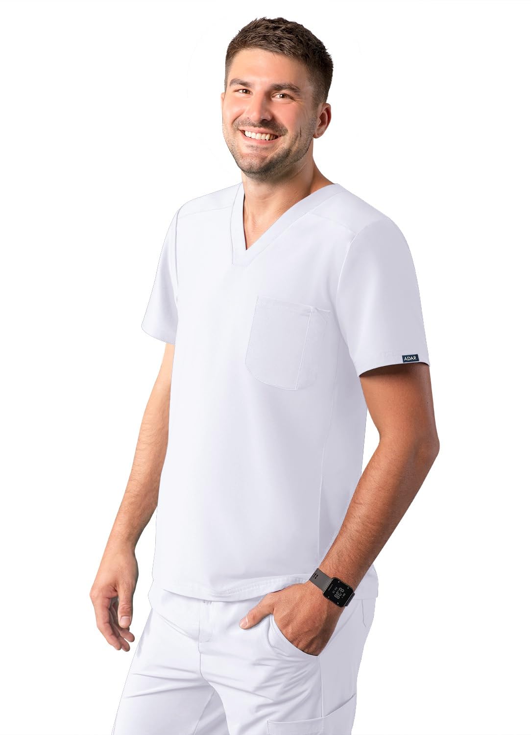 ADAR Medical Uniforms A6010wht Medical Scrubs Shirt Hombre