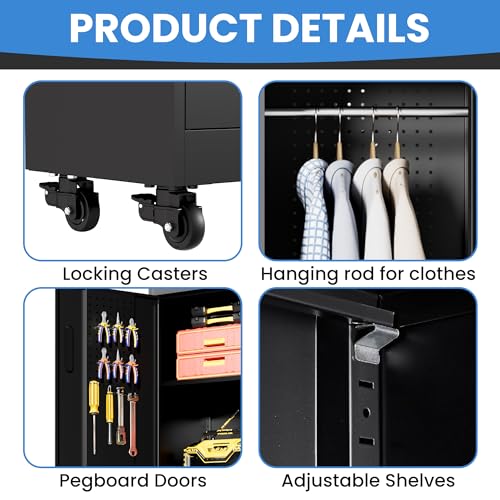 Image of Metal Storage Cabinet for Garage, Tool Cabinet, Utility Cabinet