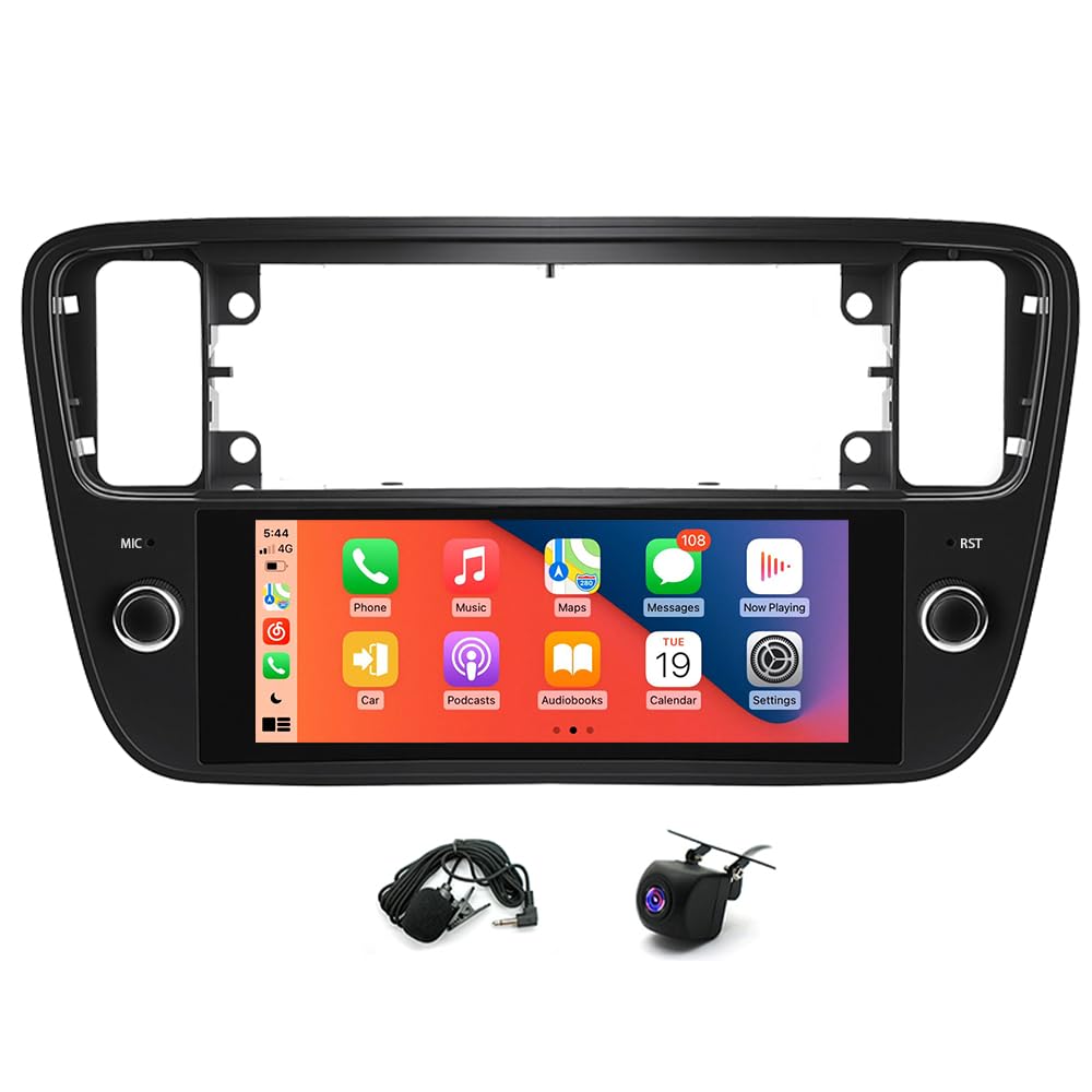 4G+64G Android 14 Autoradio für Seat Mii 2011-2019 mit Carplay & Android Auto, Doppel-Din Autoradio mit Bluetooth 6.86 Zoll HD Touchscreen, WLAN, FM, Rückfahrkamera, MirrorLink, Lenkradsteuerung, Navi
