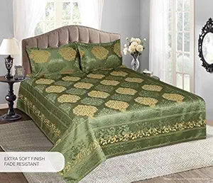 Victor Poly Cotton Styria Satin Bedcover for Double Bed/Luxury Damask Geometrical Extra Soft Bed Spread, Exclusive for Wedding (Bed Cover - 90