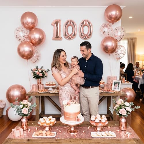 Image of TONIFUL 2 Set Fat Rose Gold Number Balloons 16 Inch 0-9 Mylar Foil Balloons 20 Pcs Small Custom Digital Ballons for Birthday Bridal Baby Shower Graduation Anniversary Party Decorations