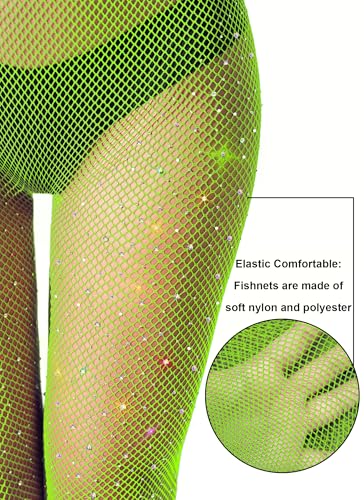 Image of VEBZIN More Sparkly Fishnets Tights Fishnet Stockings Rhinestone Fishnet Tights for Women