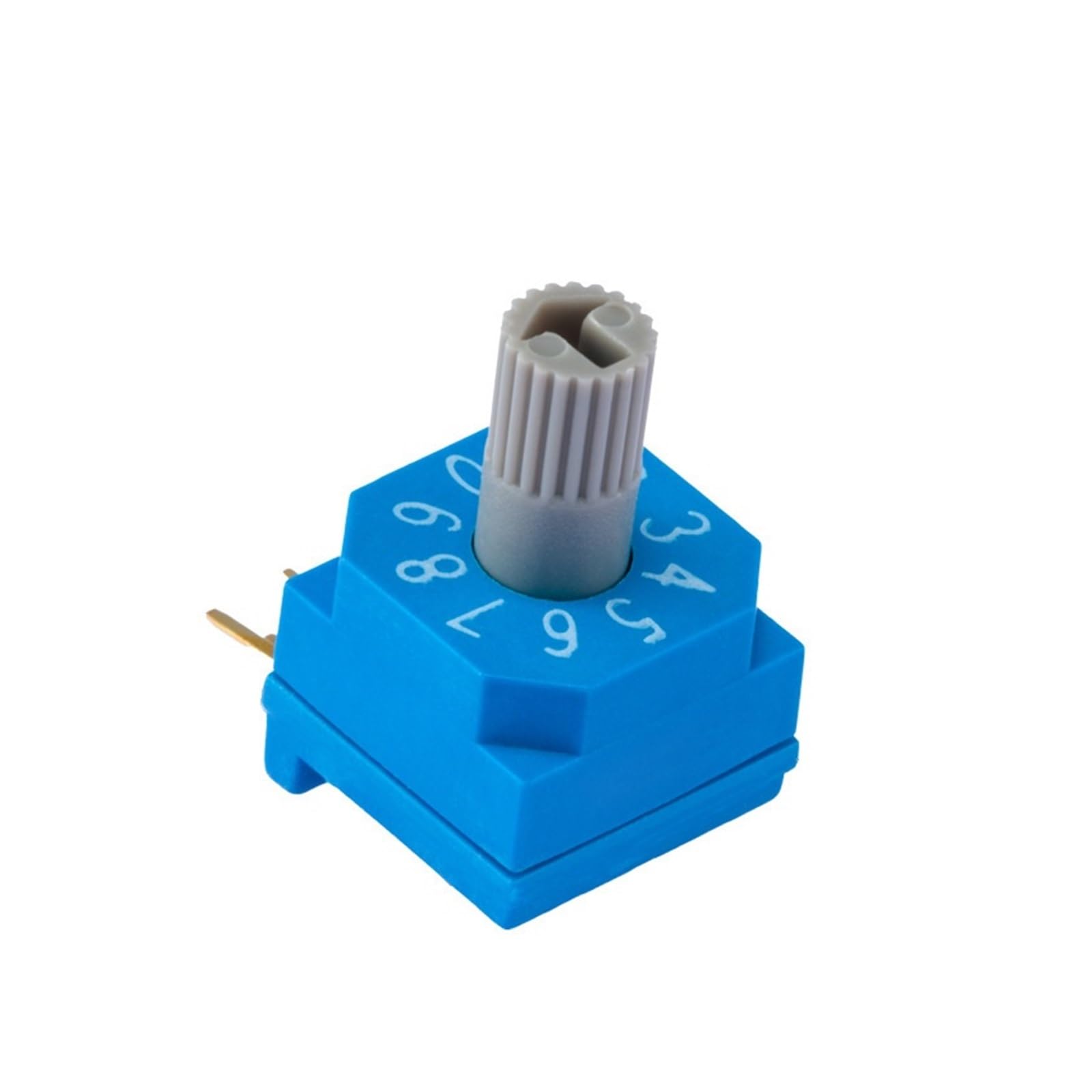 Commutateur de codage rotatif 10 positions avec poignée bleue et pas de 2.54 mm
