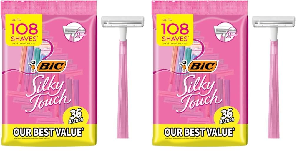 Amazon.com: BIC Silky Touch Women's Disposable Razors, With 2 Blades ...