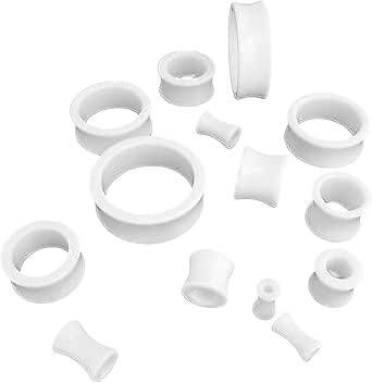 Heart Shaped Stone Plugs 4 Pair Heart Stone Ear Tunnels - Double Flared Plugs Stretcher Kit In 0G Size Heart Gauge Earrings - Foto 3