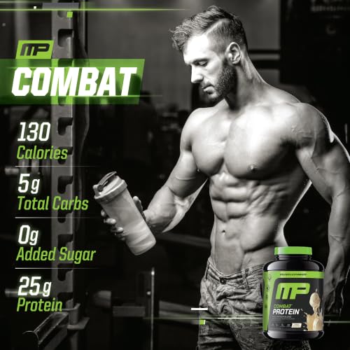 Image of MusclePharm Combat Protein Powder, Vanilla Flavor, Fuels Muscles for Productive Workouts, 5 Protein Sources including Whey Protein Isolate & Egg Albumin, Gluten Free, 4 lb, 52 Servings
