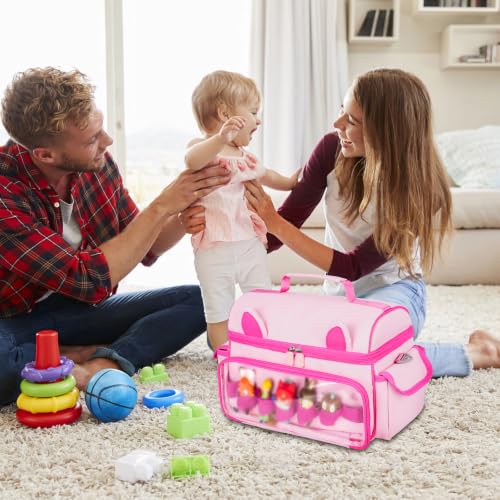 Image of Carrying Case Compatible with Toniebox Starter Set,Cute Storage Bag for Tonies Figures Characters,Tonies Headphones & Accessories, Pink, Modern