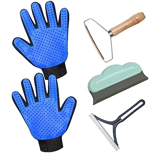 GJEASE Cat Grooming Glove Brush,Pet Hair Remover Tool,Reusable Dog Hair Fur Remover for Carpet,Furniture,Couch,Clothes,Eco-Friendly and High efficiency