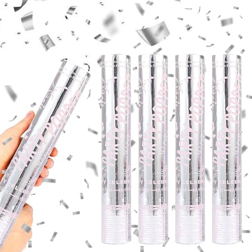 CLIUNT 4Pcs Confetti Cannons, 30cm Party Poppers, 3-6M Effect Height, Confetti Cannons Large for Party Poppers Birthday, Store Opening, Weddings, Anniversary, Graduation, New Year S