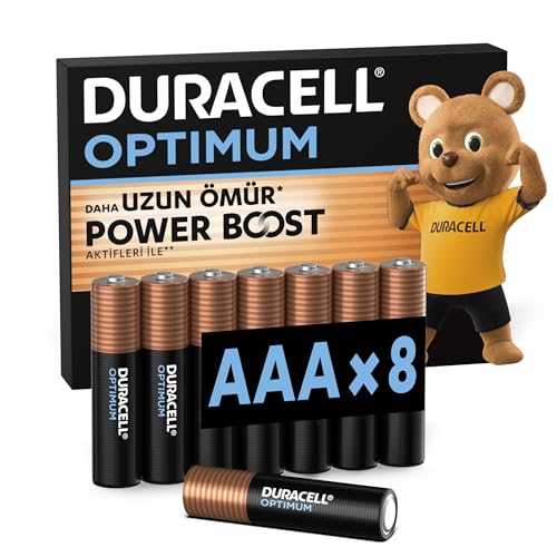 Duracell Optimum AAA İnce Kalem Pil (8’li Paket) - Alkalin Pil 1,5V - Pil Saklama Paketi - LR03 MX2400