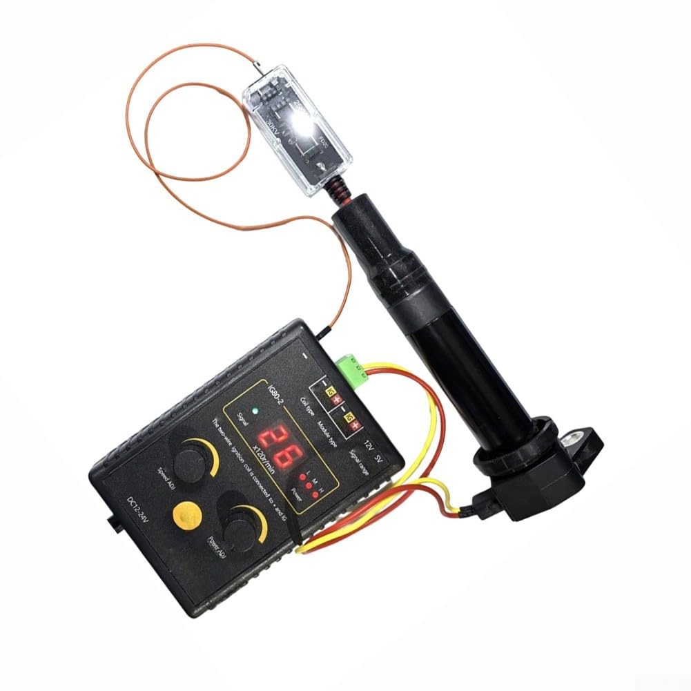 Zoegneer Tester per bobina di accensione IG80 e scaricatore FD20 per rilevamento di perdite di scintille automobilistiche 25kV 30kV strumento ad alta tensione per auto, moto, camion, nero
