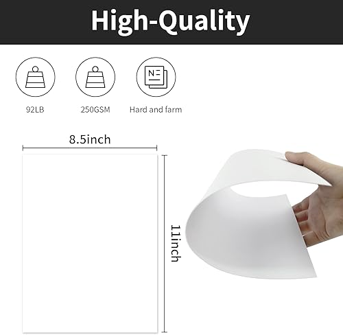 Miniatura 3 de 50 hojas de cartulina blanca de 8.5x11", 250 gm92 lb, papel de construcción de cartulina, papel de impresora premium para proyectos de bricolaje,