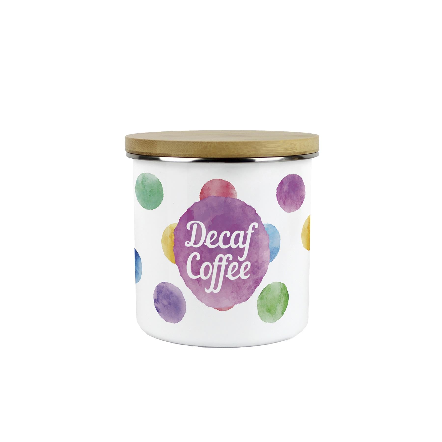 Purely Home Multicoloured Polka Dot Decaf Coffee Storage Canister - Vibrant and Colourful Kitchen or Housewarming Gift - Tea/Coffee/Sugar Jars
