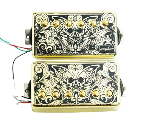 Guyker Pastilla Humbucker Alnico5 HBA5 con circuito, superficie dorada PC003, cubierta con patrón de mariposa