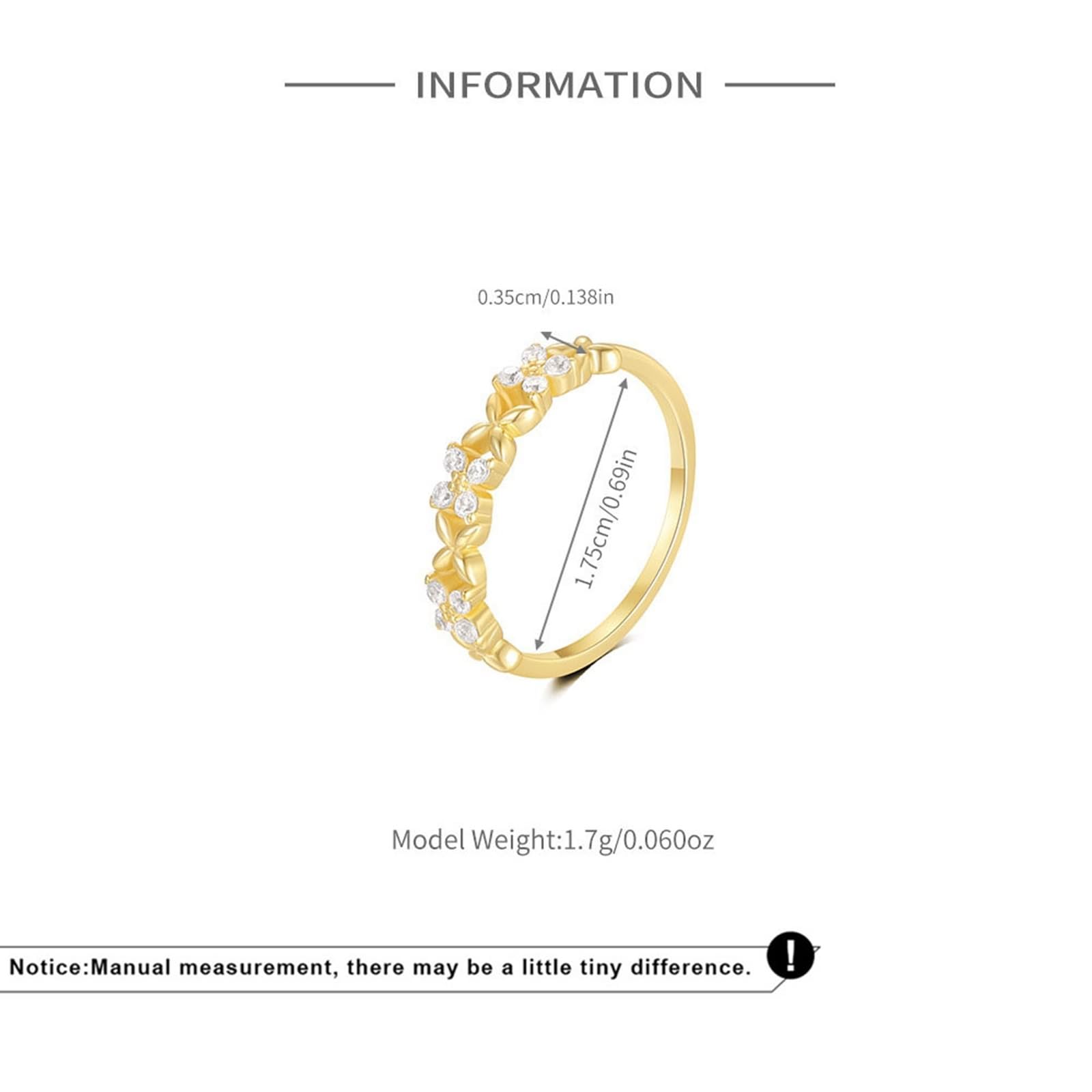 Anillo de oro amarillo de 9 K/14 K para mujer, Moissanite, piedras con incrustaciones de flores