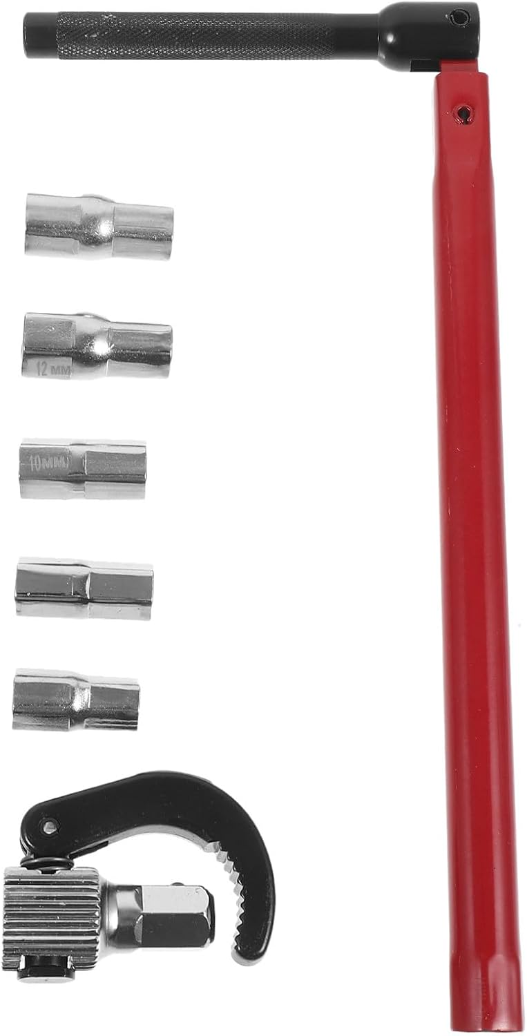 Multifunctional Adjustable Bathroom Sink Wrench Set with Faucet Repair Spanner for Plumbing Installation and Removal, Red Hand Tool Kit for Home and Professional Use