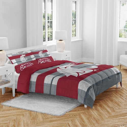 NCAA Washington State Cougars Heather Stripe 3 PC Queen Bed in a Bag