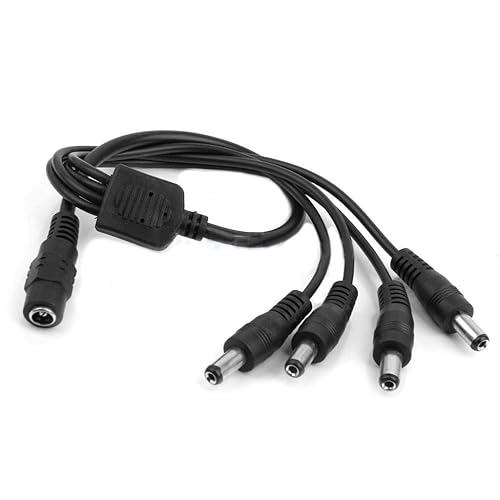 Miniatura 2 de Paquete de 3 cables divisor de potencia de salida CC de 1 hembra a 4 machos, adaptador Y para cámaras de seguridad CCTV y tiras de luces LED
