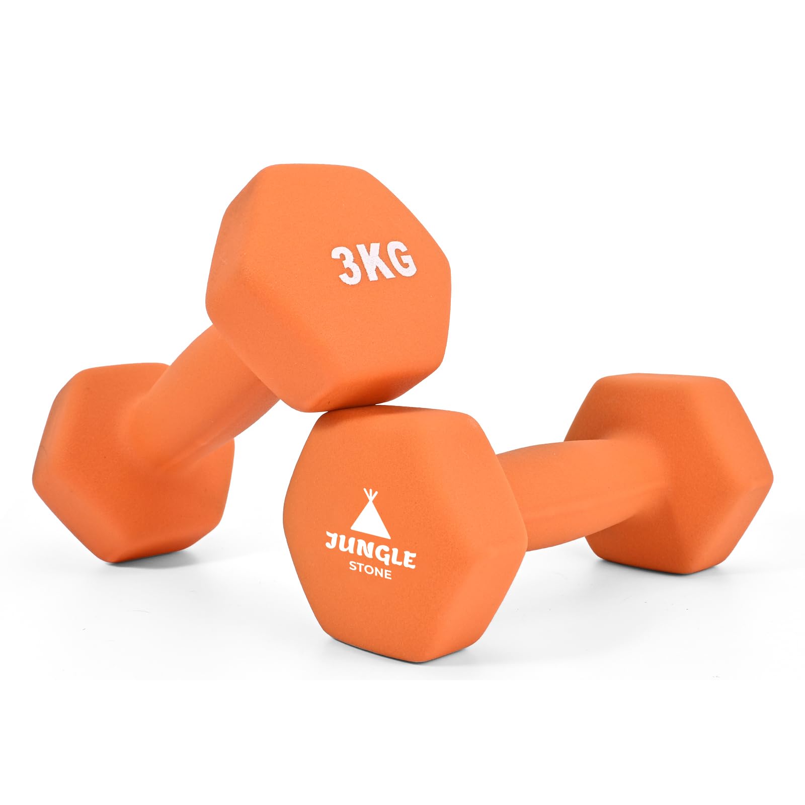 JUNGLE STONE Kurzhanteln Set mit 2 Stück für Heimgymnastik, rutschfeste Neopren-Handgewichte mit matter Oberfläche, schweißresistent, Fitness-Übung, Hanteln erhältlich in 1 kg, 2 kg, 3 kg, 4 kg, 5 kg