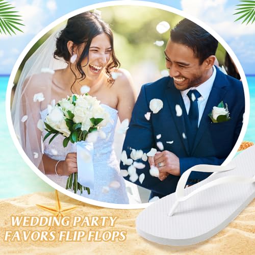 Image of Unittype Flip Flops Bulk for Wedding Guest Slippers Wedding Flip Flops with Cards Bags for Pool Beach Party