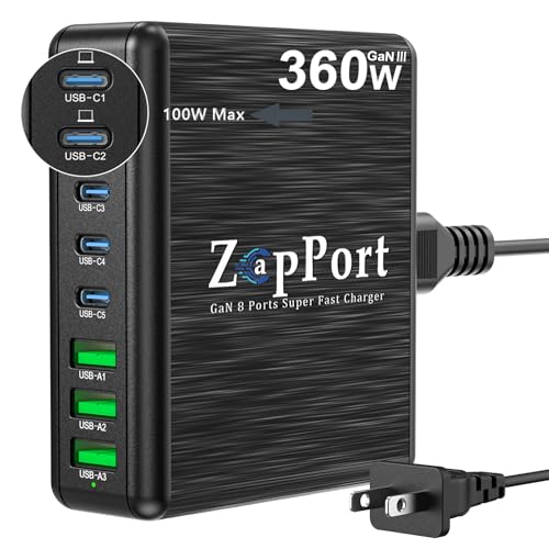 360W USB C Charging Station - 8 Ports Fast Charger Block - image 1