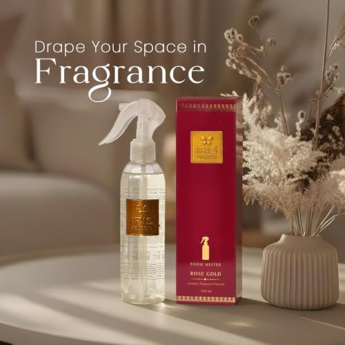 Image of IRIS Celeste Room Mister 250ml | Long-Lasting Room Freshener Spray with 1200 Sprays | Instant Home Fragrance for Living Room, Bedroom & Office (Rose Gold)