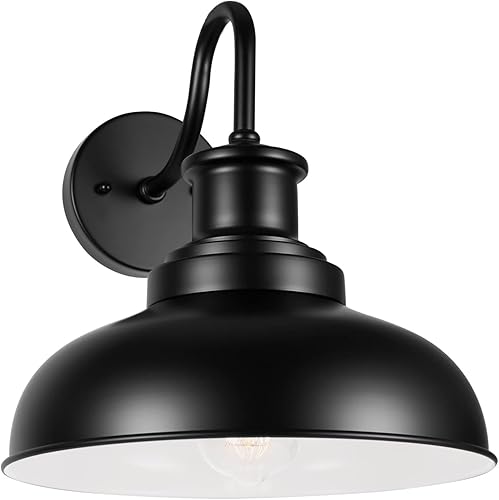 Outdoor Barn Light Outdoor Wall Sconce Farmhouse Exterior Wall Mount Light Vintage Outside Lighting Fixture Industrial Black White Lantern for