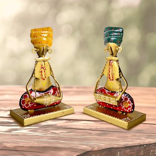 Image of CraftVatika Home Decoration Items for Living Room, Rajasthani Decorative Musician Showpiece Items, Aesthetic Home Decor, Anniversary Birthday Wedding Gifts for Woman Man, Bedroom Hall Room Set of 3