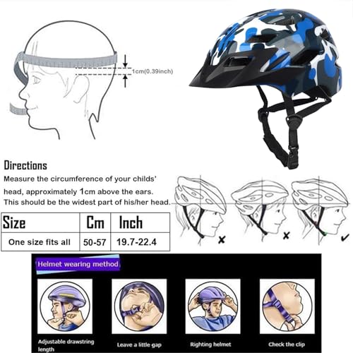 Image of Kids Bike Helmet,Bavilk Boys Girls Bike Helmets with LED Light Detachable Visor Children Youth Teen Multi-Sport for Skating Cycling Scooter Skateboard