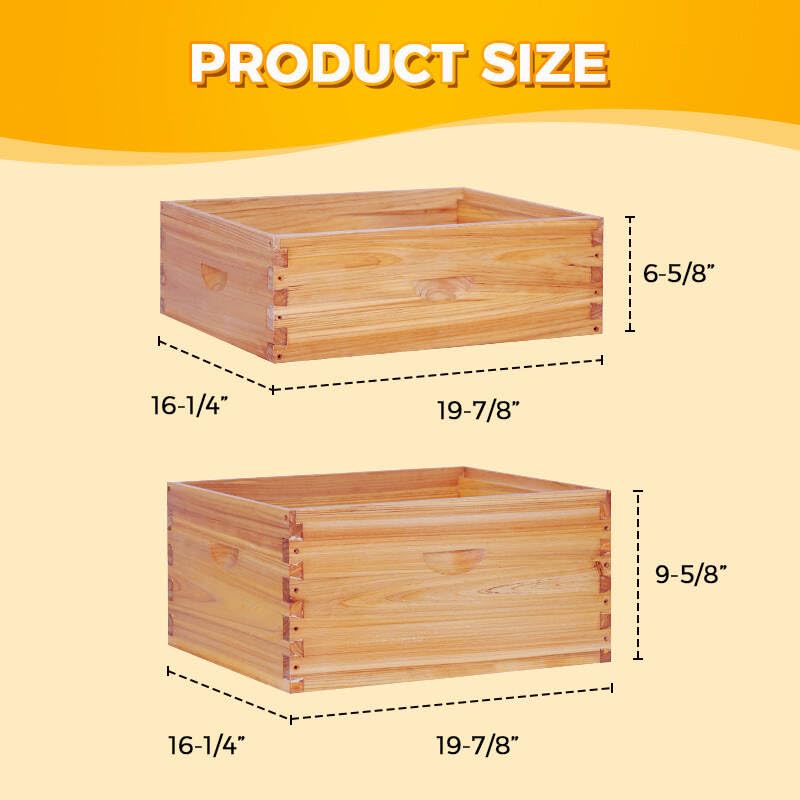 10Frame Langstroth Beehive, Wax-Coated with 100% Beeswax (2 Deep Box & 2 Medium Super No Frames Included) 4-Layer