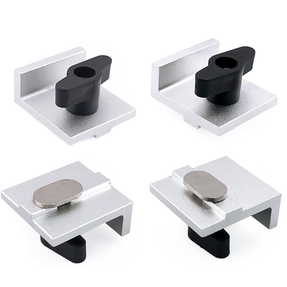 Jnchdghwa As Shown Silver T-Track Stop Block Kit 4 Pcs For Woodworking Short Stop With Knobs Sanding And Routing