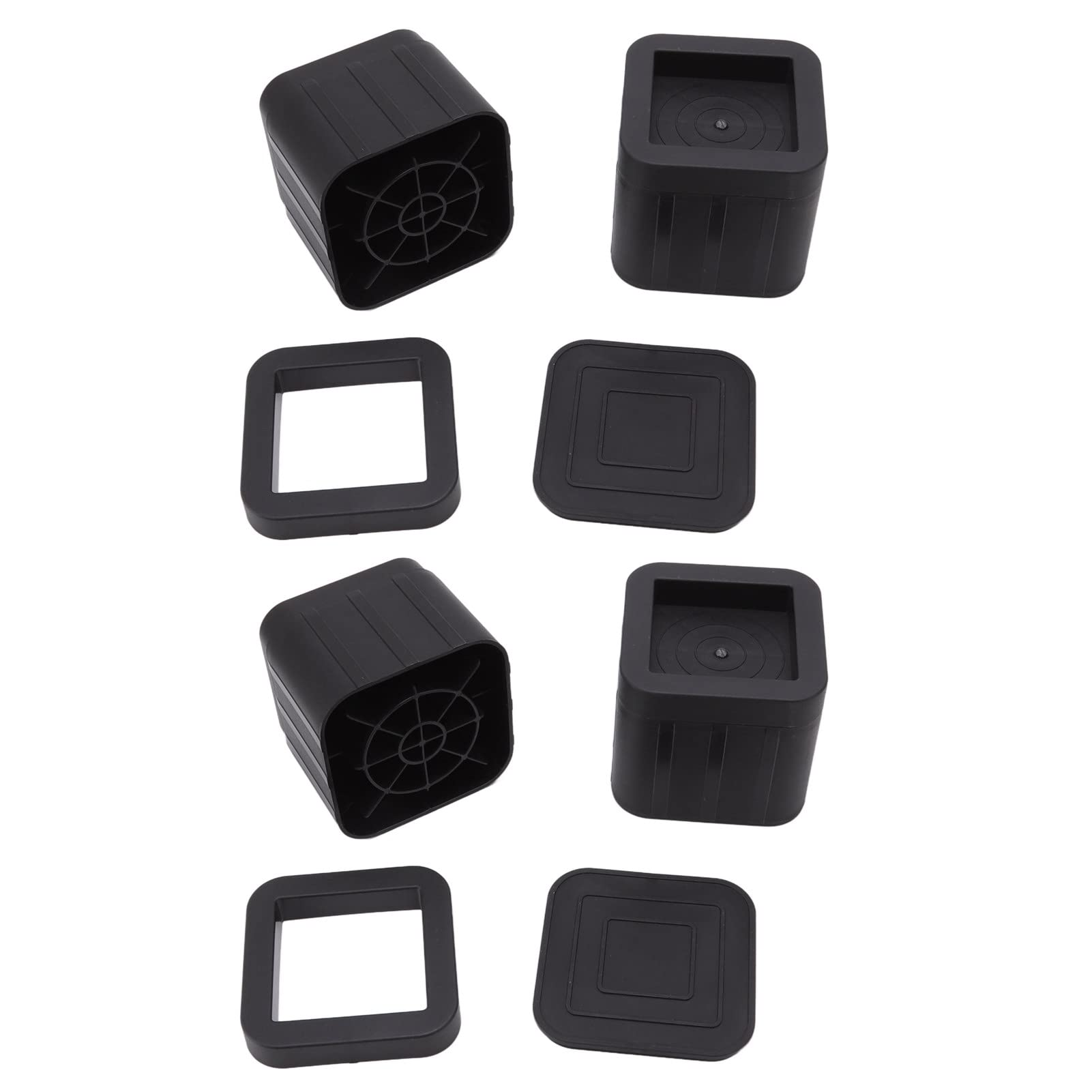Paquete De 4 Elevadores para Muebles De 3,5 Pulgadas: Elevadores De Patas Apilables Cuadrados Negros para Cama, Sofá Y Gabinete con Almohadillas De Goma
