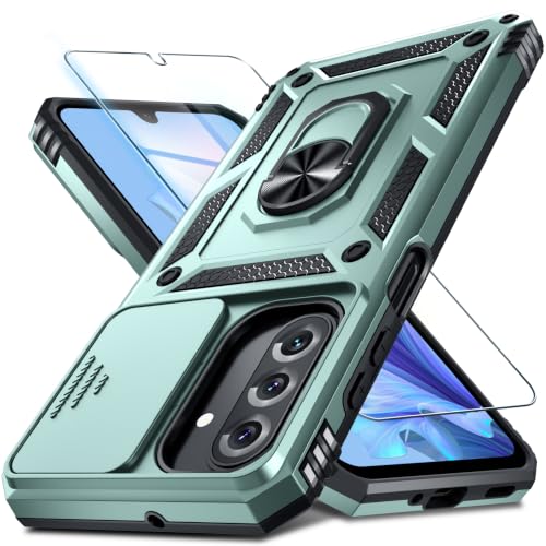 Janmitta for Samsung Galaxy A27 Case Built in Slide Camera Cover,Dark Green