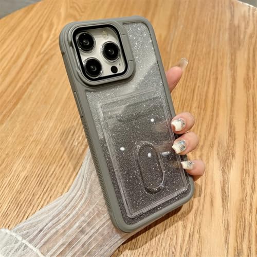 Étui portefeuille à paillettes pour iPhone 14 Pro Max argenté en acrylique