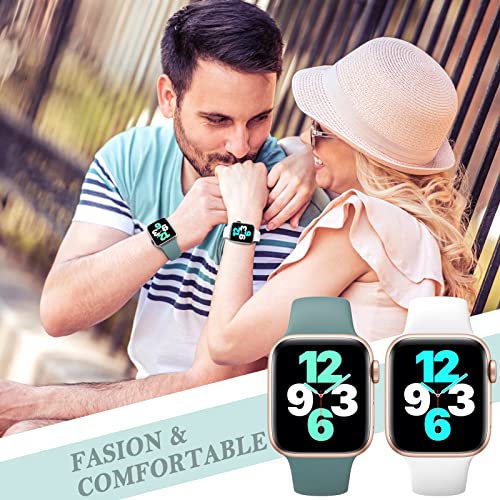 Image of 6 Pack Sport Bands Compatible with Apple Watch Bands 10 40mm 38mm 41mm 42mm 44mm 45mm 46mm 49mm,Soft Silicone Waterproof Strap for iWatch Ultra2 Series 9 Ultra 8 7 6 5 4 3 2 1 SE Women Men