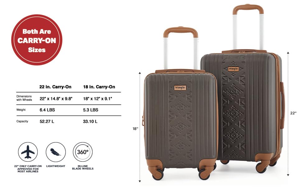 Image of Wrangler 22 inch and 18 inch Heartland 2-Piece Carry-On Luggage Set, Chocolate