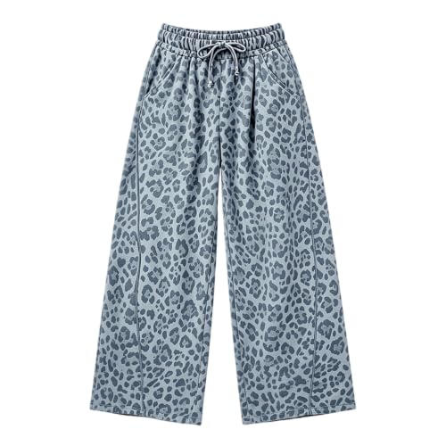Leopard Barrel Sweatpants Women Wide Leg Elastic Waist Casual Baggy Pants - image 4
