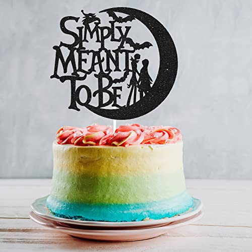 Simply Meant To Be Halloween Happy Birthday Cake Topper - Halloween Birthday Black Glitter Jack Skeleton Cake Topper - Spookey Kids Birthday Cake Decorations #TOP5