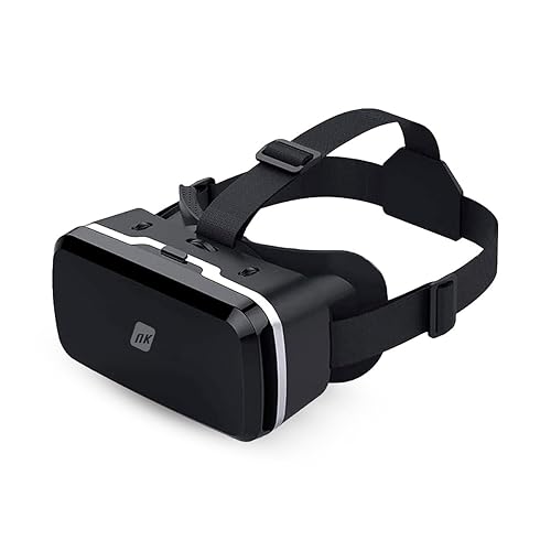 NK 3D VR-Brille für Smartphone - Intelligente Virtual Reality Brille für Smartphones zwischen 4,7' - 6,53', Sichtwinkel 90-100 Grad, 360º Drehung, einstellbare Objektive und Pupillen - Schwarz