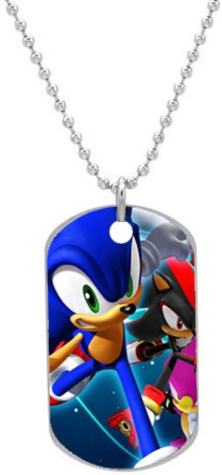 Sonic-the-Hedgehog Custom Dog Tag with Neck Chain, Aluminum Oval Dog Tag Necklace Design by Vingoo