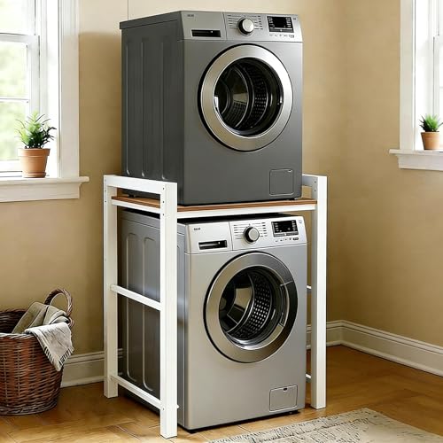 Scaffale per Incolonnamento Lavatrice Asciugatrice, Mobile Sopra Lavatrice Salvaspazio, Regolabile