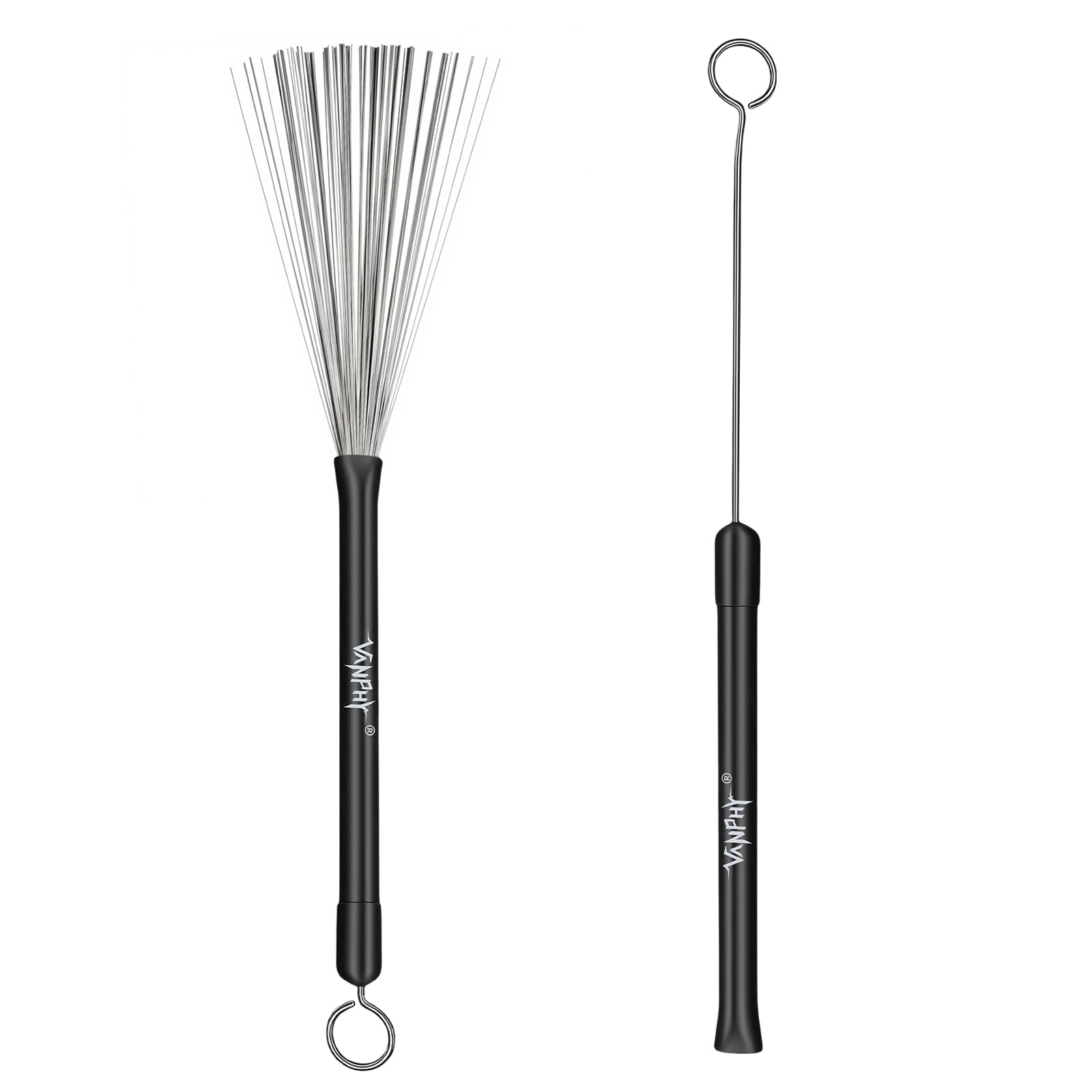 Photo 1 of VANPHY 1 Pair Drum Brushes Retractable Wire Brushes with Rubber Handles Professional Jazz Drum Brushes for Snare Drum Practice & Performance