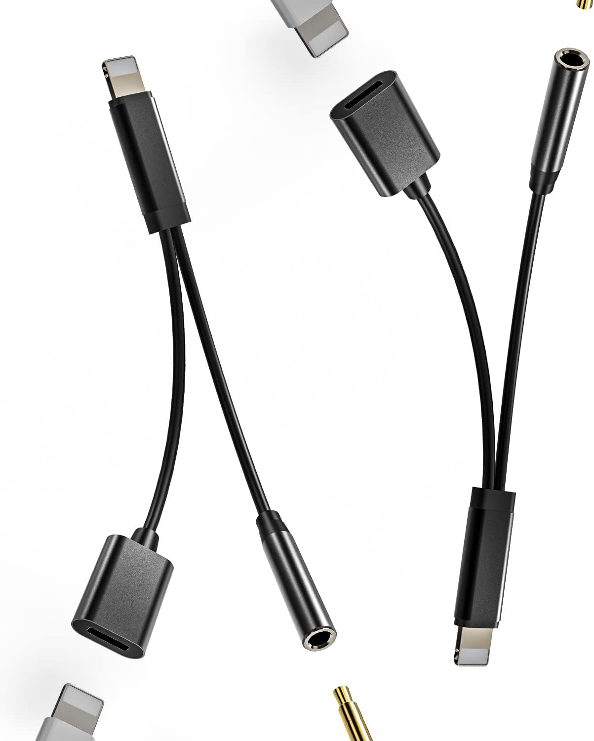 Lightning to 3.5mm Charger Headphone Adapter 2 in 1 Cord
