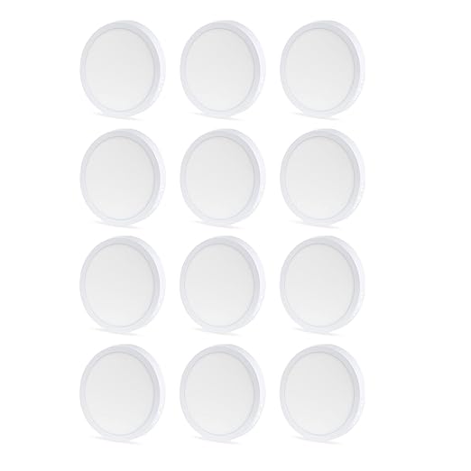 D'Mak Surface Mounted LED Light for Ceiling, 8-Watt Panel Light with IP50 Dust Proof, Energy Saving White Light for Indoor Use at Home and Office, and More, Fancy Round Lights Pack of 12