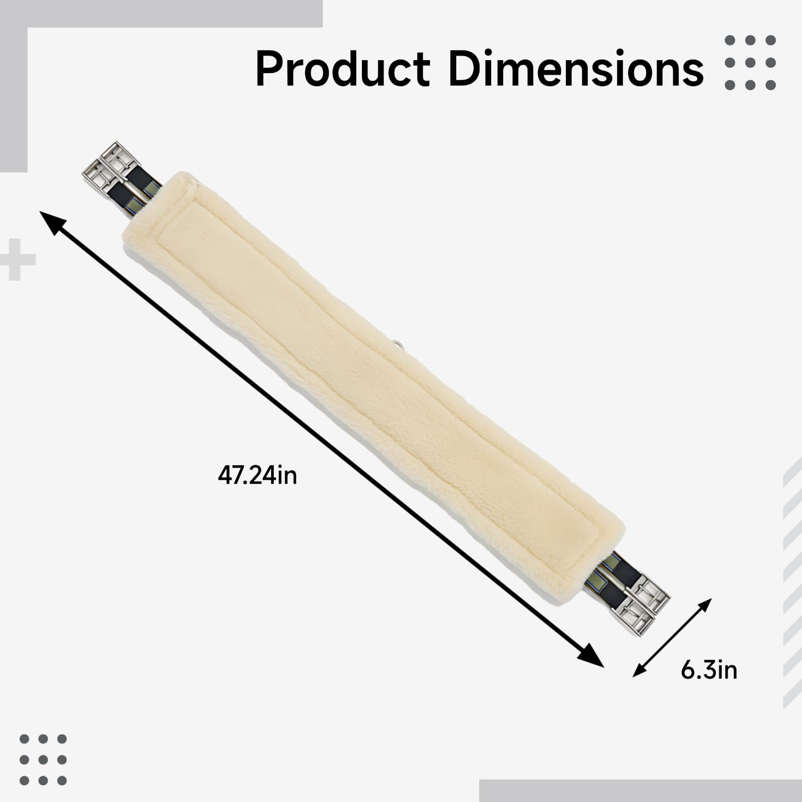 Englischer Sattelgurt, 120 cm, mit Fleece, Anti-Scheuern, atmungsaktiv, leicht, gleichmäßiger Druck, Edelstahl-Schnalle, doppelt elastisch, einfach zu befestigen