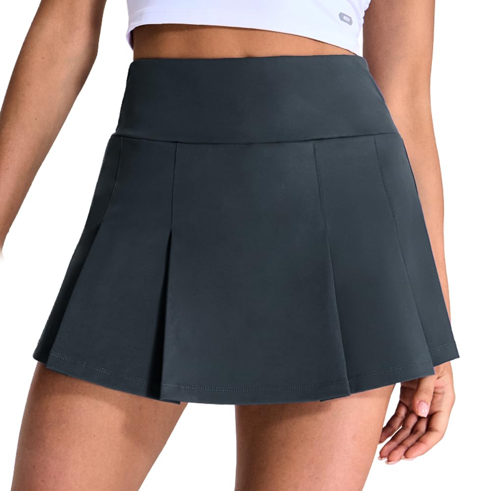 MIER Faldas de tenis para mujer, falda plisada de golf con bolsillo de forro de cintura alta, falda atlética para correr, entrenamiento, deportes