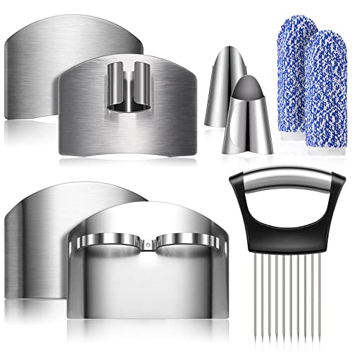 Comparison: Best Knife For Dicing Onions 10 9 Pieces Finger Guard for Cutting Vegetables, Stainless Steel Finger Protector, Knife Finger Protector, Thumb Guard Peelers for Onion Holder Slicer Kitchen Tool Avoid Hurting When Slicing and Chopping