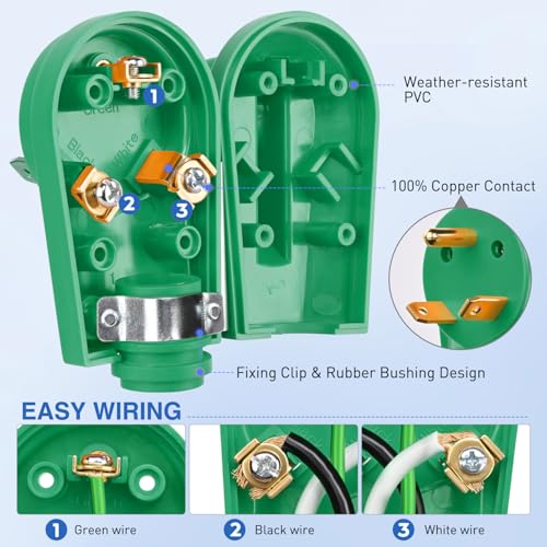 Image of Nilight 30 Amp RV Male Replacement Plug with Handle ETL Listed